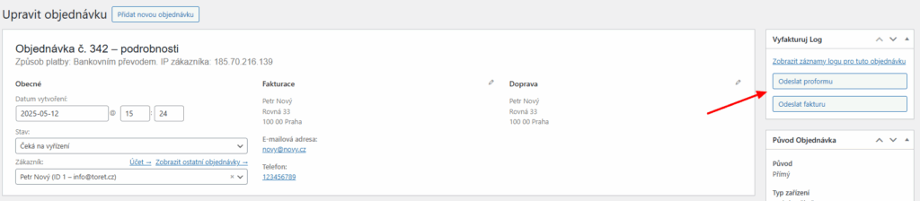 Vyfakturuj detail objednávky