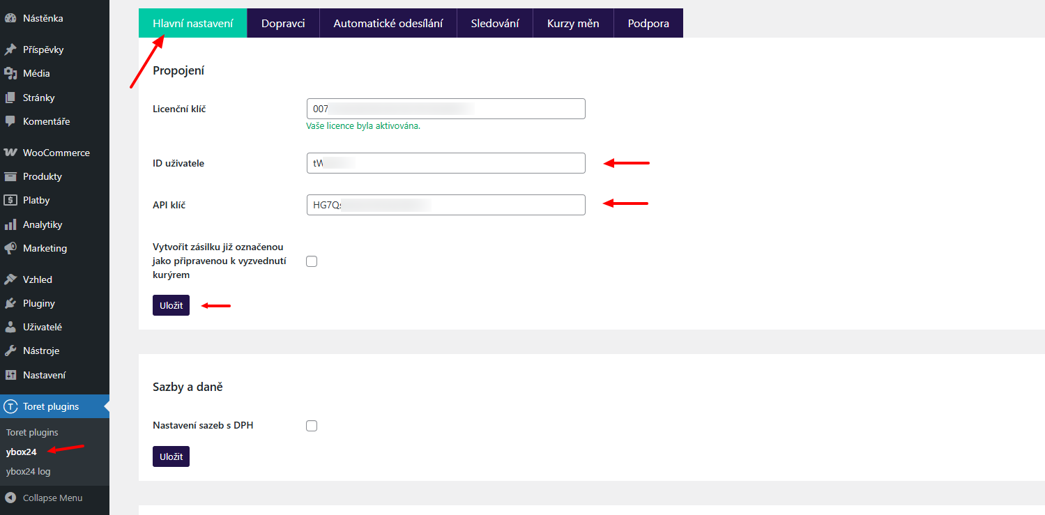 Plugin Toret ybox24 - napojení na API