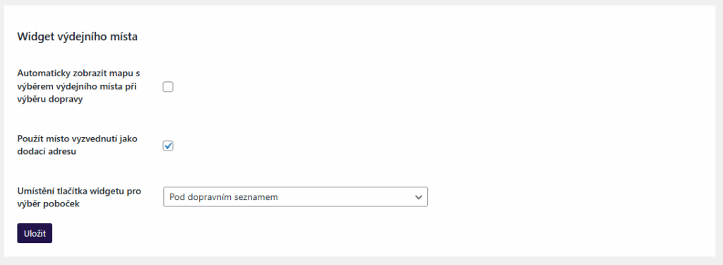 Plugin Toret ybox24 - nastavení widgetu s mapou