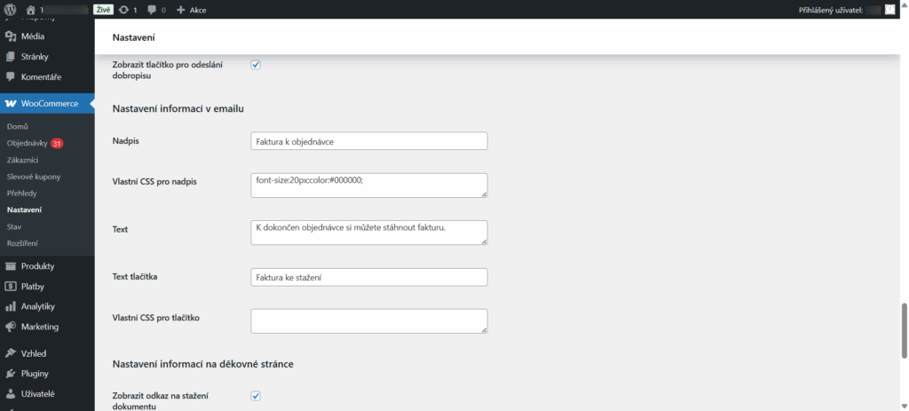 Plugin Vyfakturuj - Nastavení e-mailů