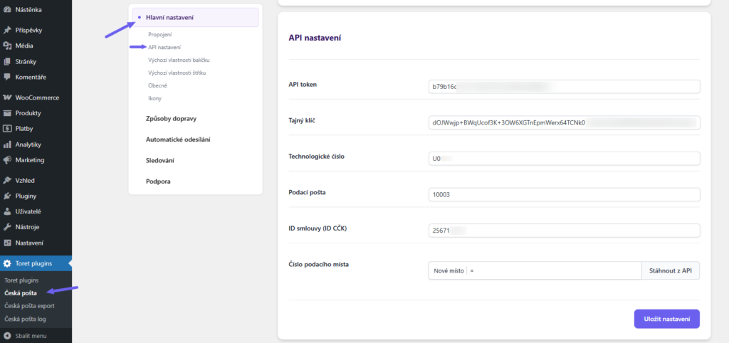 Plugin Česká pošta pro WooCommerce  - napojení na API