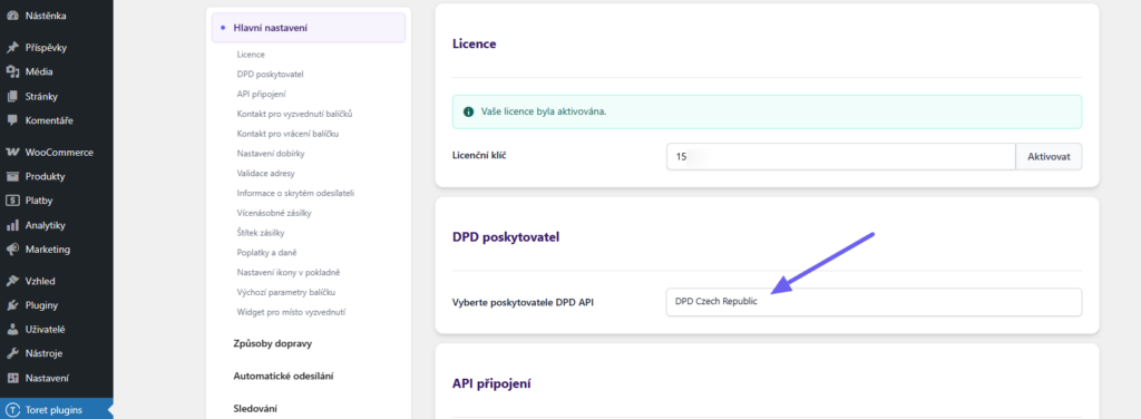 plugin Toret DPD - DPD poskytovatel