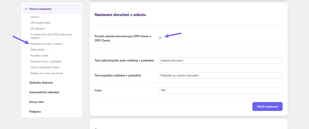 plugin Toret DPD - sobotní doručení