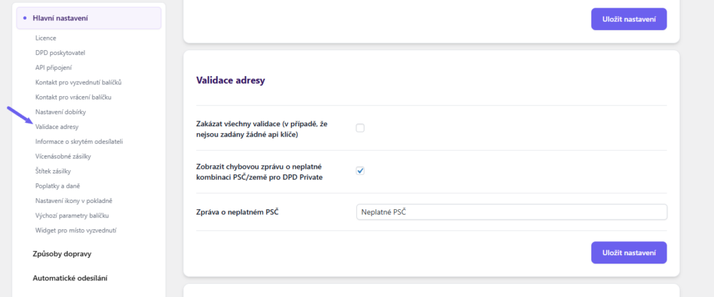 plugin Toret DPD - validace adresy