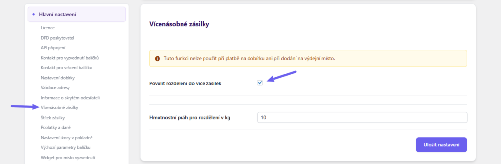 plugin Toret DPD - vícenásobné zásilky