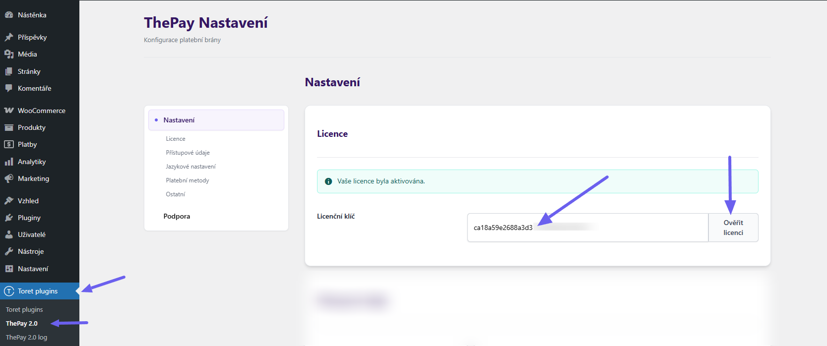 Plugin Toret ThePay2.0 - aktivace