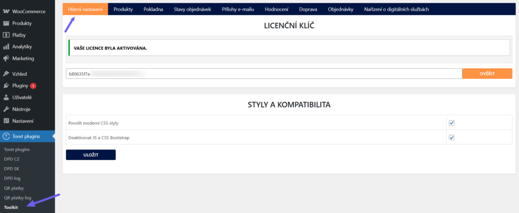 Plugin Toret Toolkit - nastavení stylů