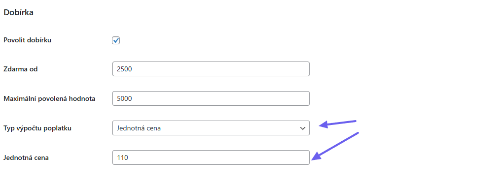 Plugin Toret PPL - nastavení dobírky