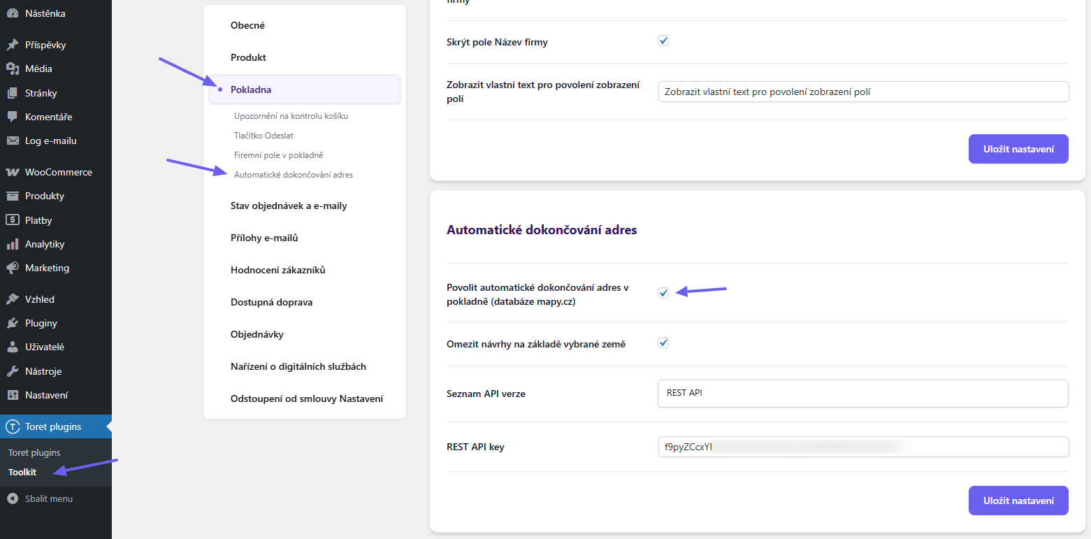 Toret Toolkit Plugin - address autocomplete settings