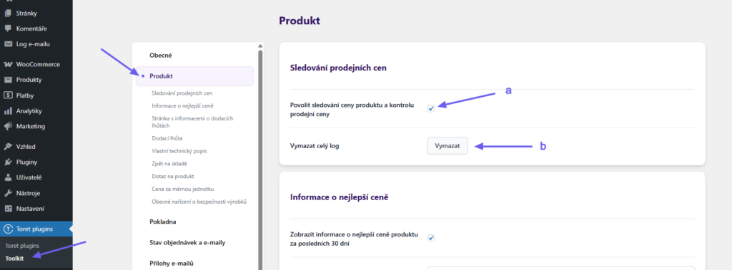 Toret Toolkit Plugin - price tracking settings