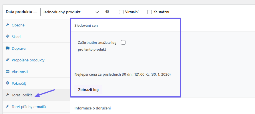 Toret Toolkit Plugin - product price tracking settings