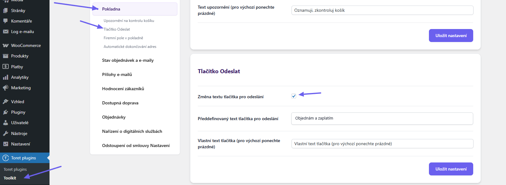 Toret Toolkit Plugin - submit button settings