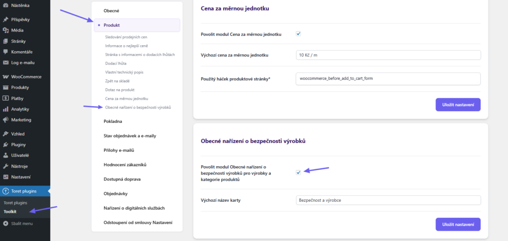 Toret Toolkit Plugin for WooCommerce - GPSR compliance module settings
