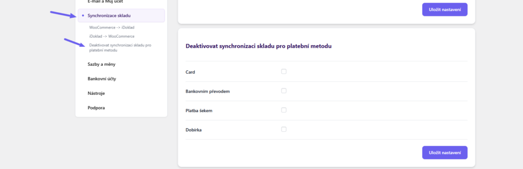 Toret iDoklad Plugin - deactivating stock synchronization