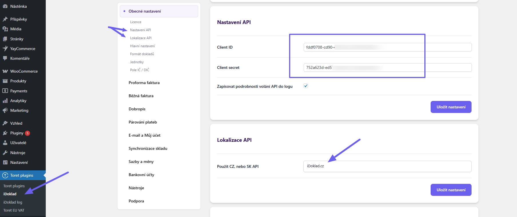 Toret iDoklad Plugin - implementation data