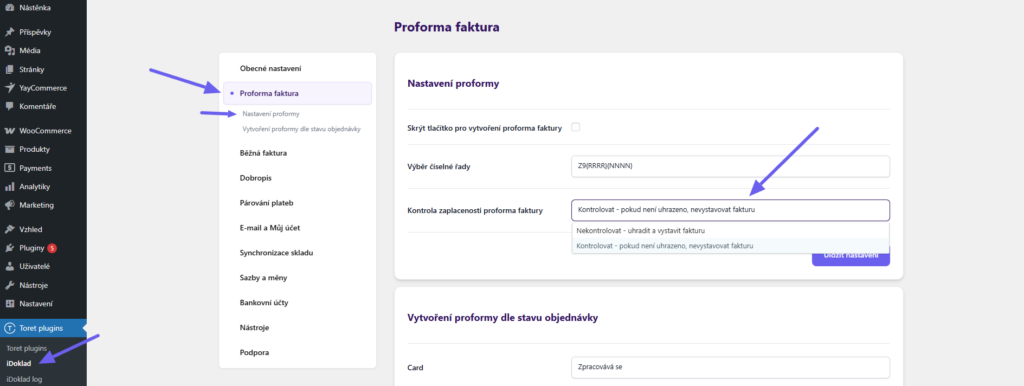Toret iDoklad Plugin - proforma payment check