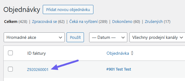 Toret iDoklad Plugin - proforma link in order overview