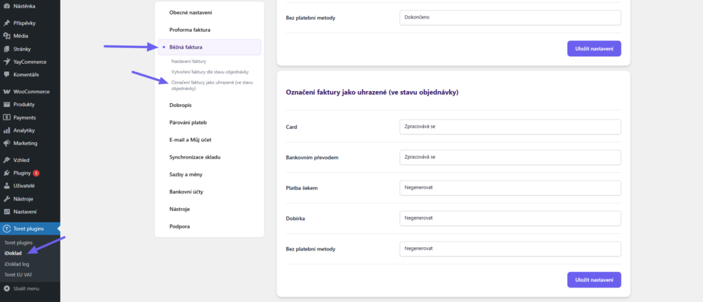 Toret iDoklad Plugin - paying invoices