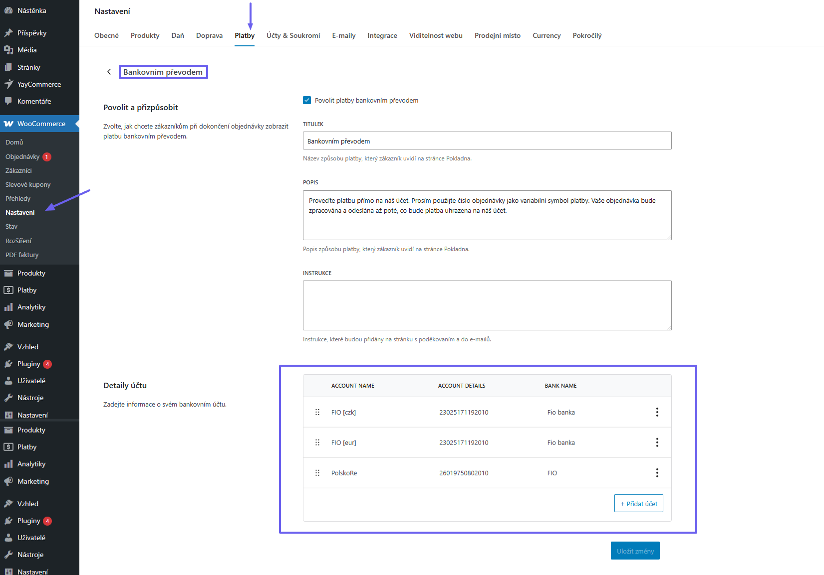 Toret QR Payments – bank transfer payment method settings