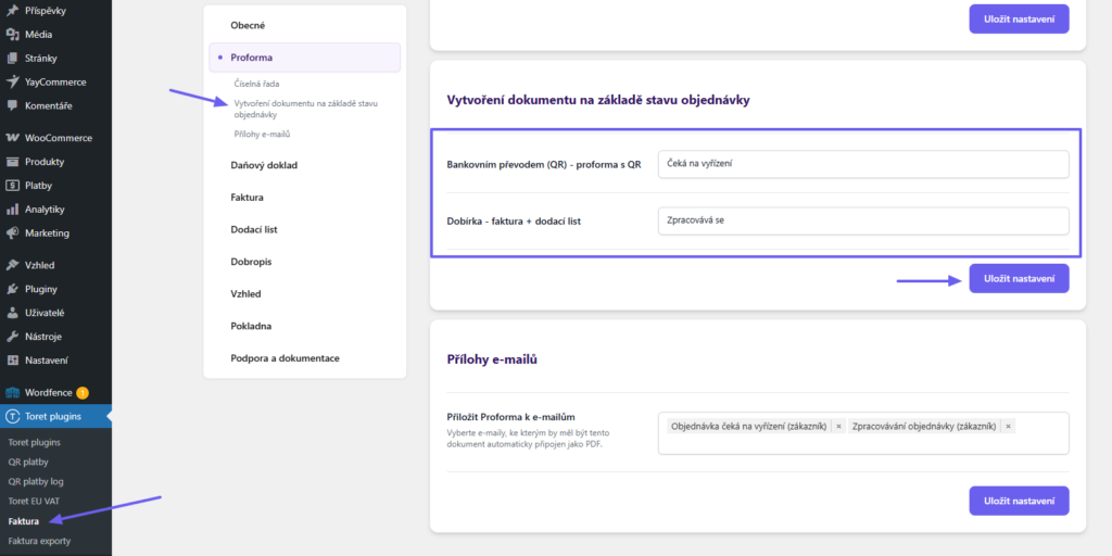 Toret Invoice for WooCommerce - automatic document issuing settings