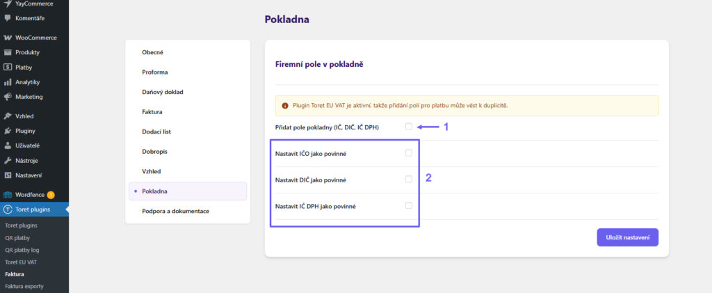 Toret Invoice for WooCommerce - company fields
