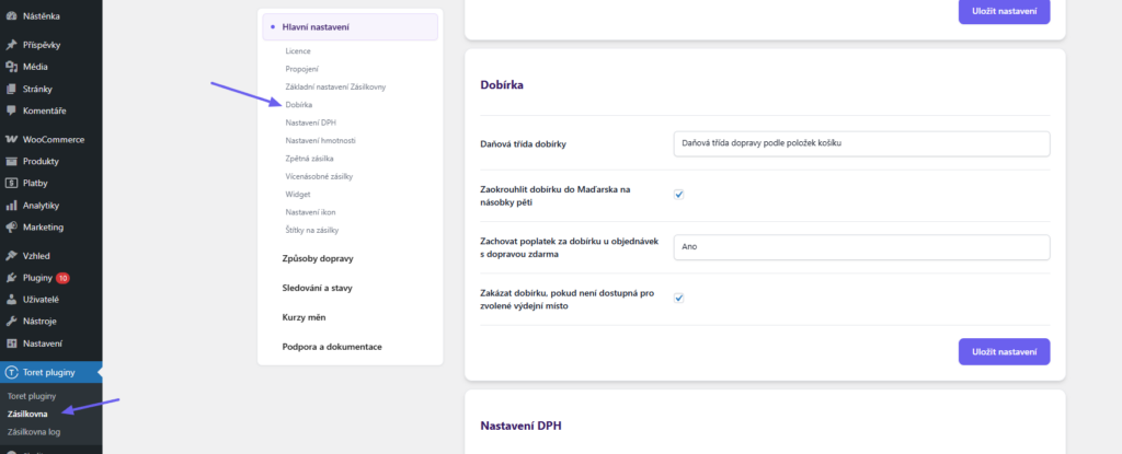 Plugin Toret Zásilkovna - dobírka