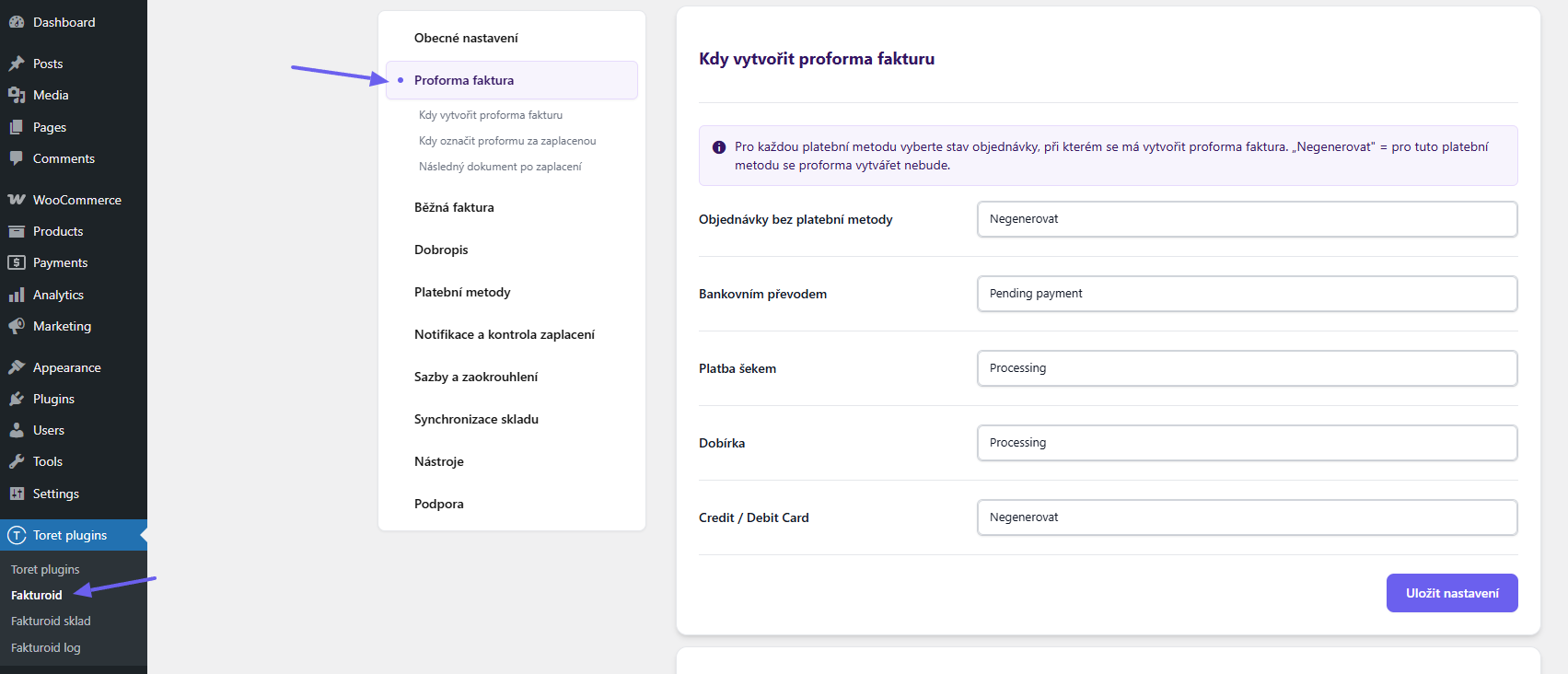 plugin Toret Fakturoid - automatické vystavování proforma faktur