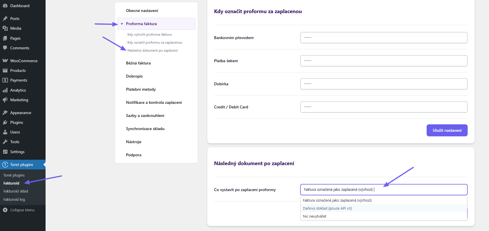 plugin Toret Fakturoid - vystavování daňového dokladu