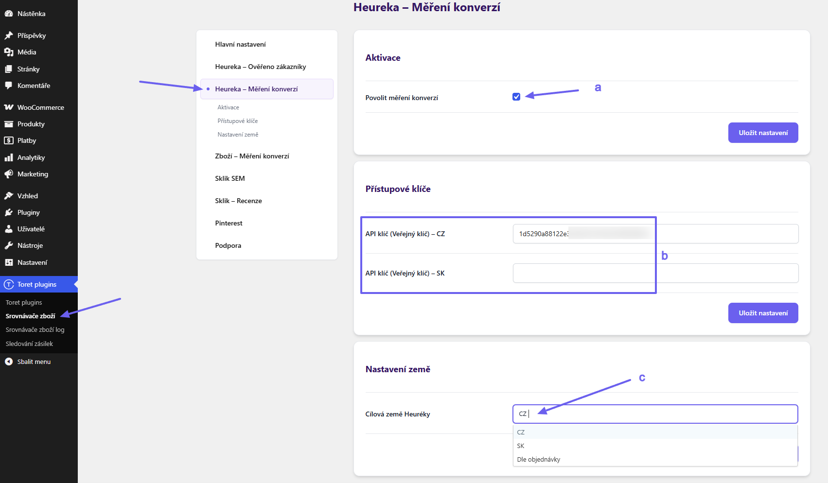 Plugin Toret Srovnávače zboží - implementace měření konverzí Heuréka