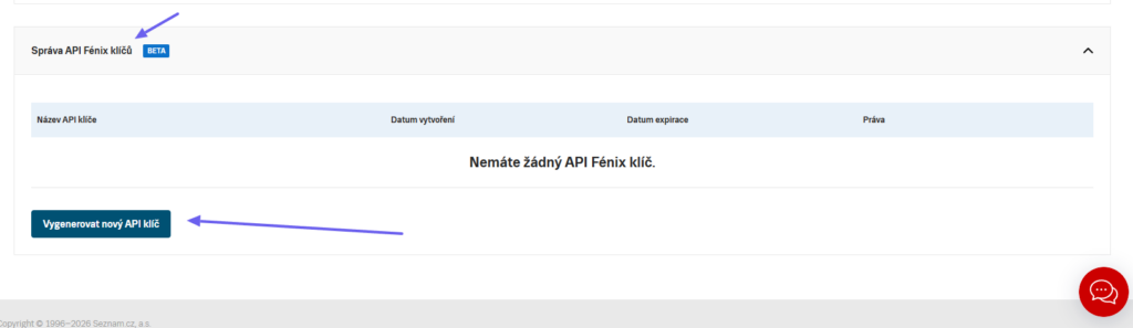 Plugin srovnávače - Fenix api klíč