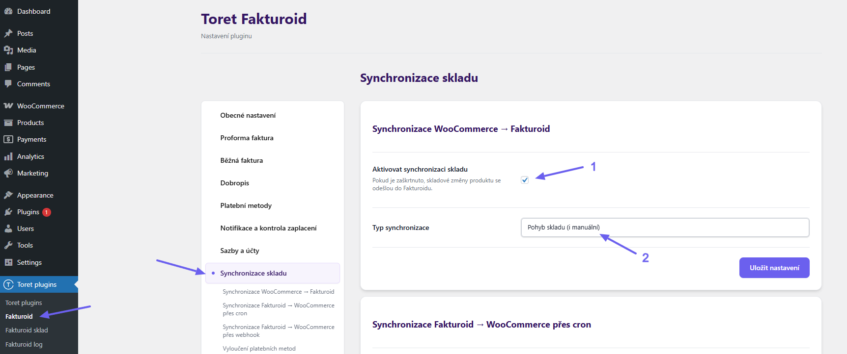 Toret Fakturoid – aktivace synchronizace skladu