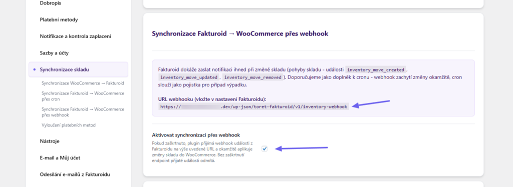 Toret Fakturoid – synchronizace skladu přes webhook