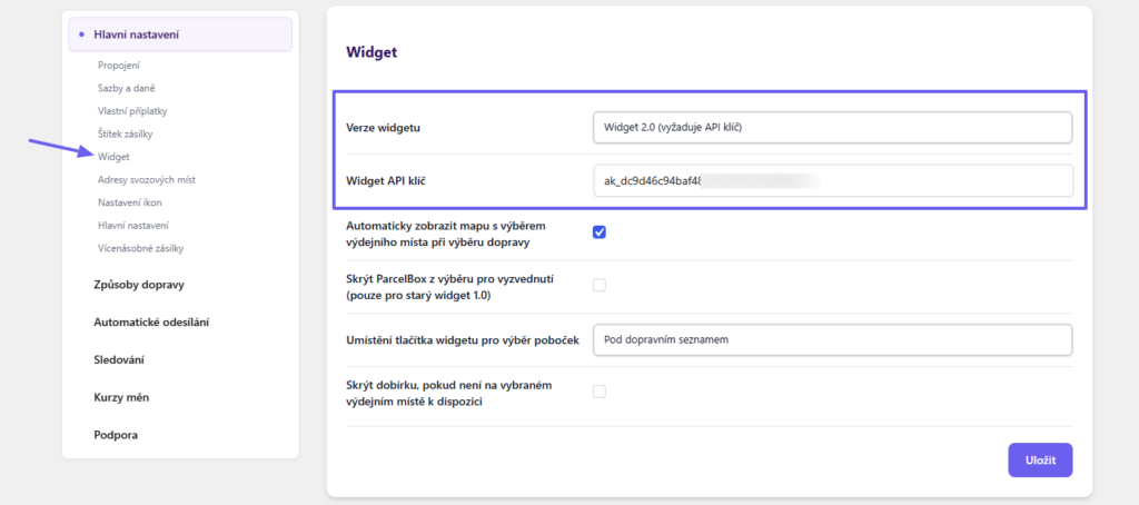 Plugin PPL - Nastavení widgetu pro výběr poboček
