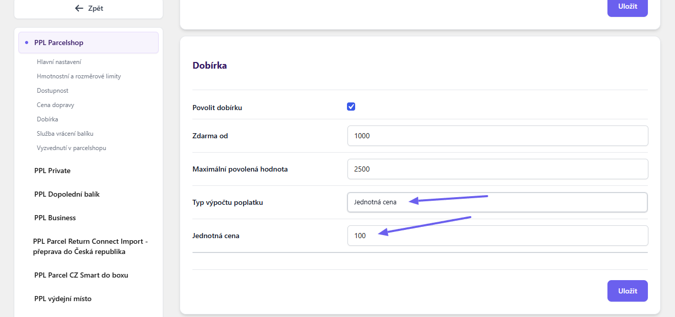 Plugin Toret PPL - nastavení dobírky