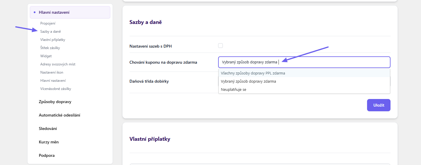 Plugin Toret PPL - nastavení kupónů pro dopravu zdarma