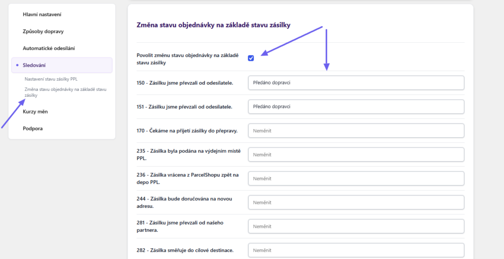 Plugin Toret PPL - změna stavu objednávky na základě stavu zásilky