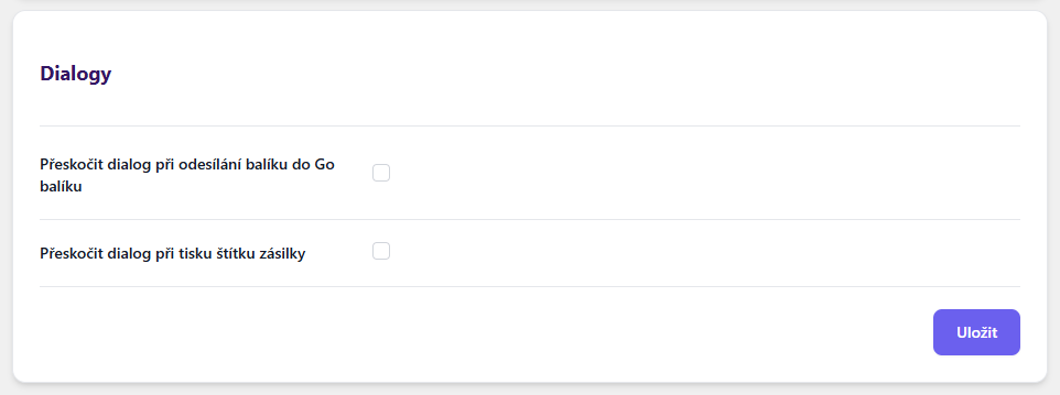 Plugin Toret GO balík - nastavení dialogových oken