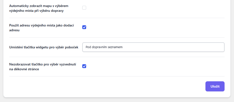 Plugin Toret GO balík - nastavení widgetu