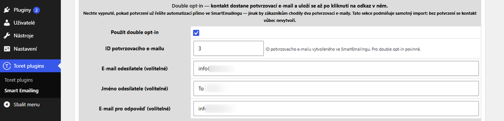Plugin Toret Smart Emailing – double opt-in